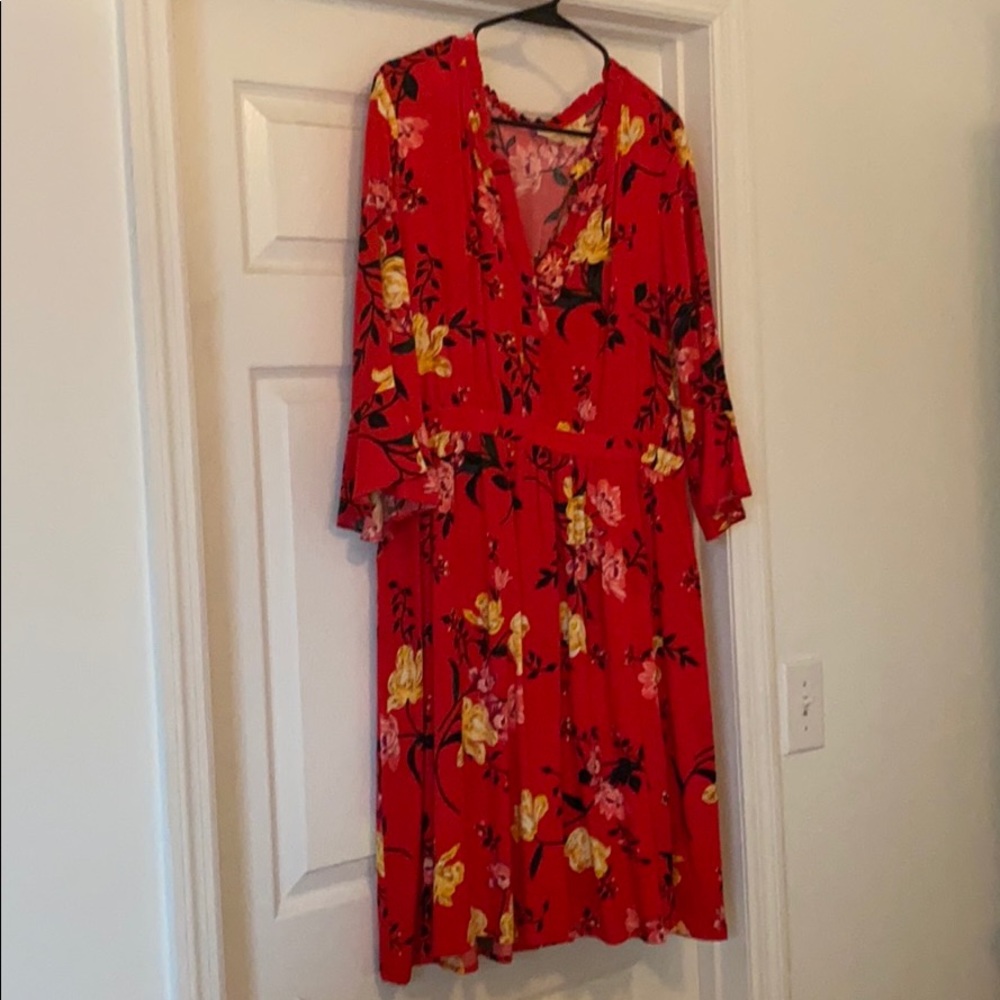 Red floral dress